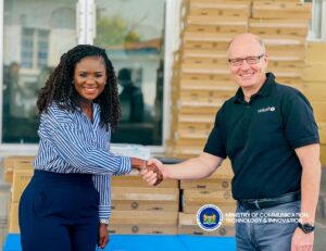 Minister Salima Bah and Rudolf Schwenk, UNICEF Sierra Leone Representative